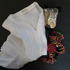 White pure Linen Blouse size O Petit